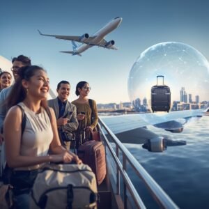 lucid-origin_Futuristic_airline_travel_concept_showing_passengers_boarding_a_plane_carrying_o-0 Producto Empresarial: “EQUIPAJE DIRECTO AL DESTINO®”